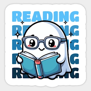 Reading Cartoon Ghost Sticker